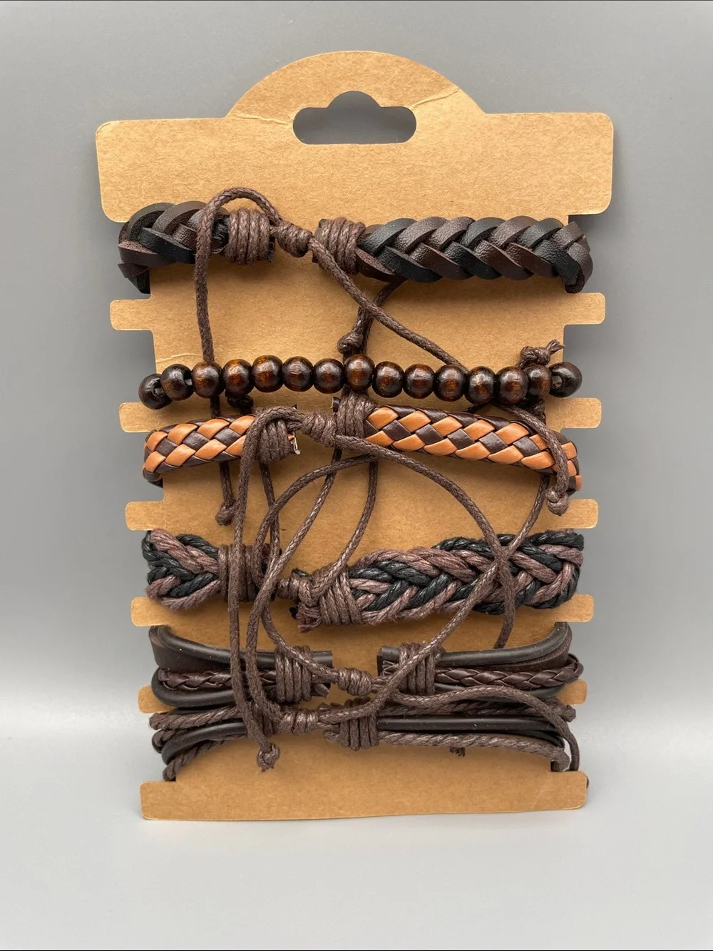 Fashion Jewelry Men's Brown & Black Braided Bracelet Set- OS